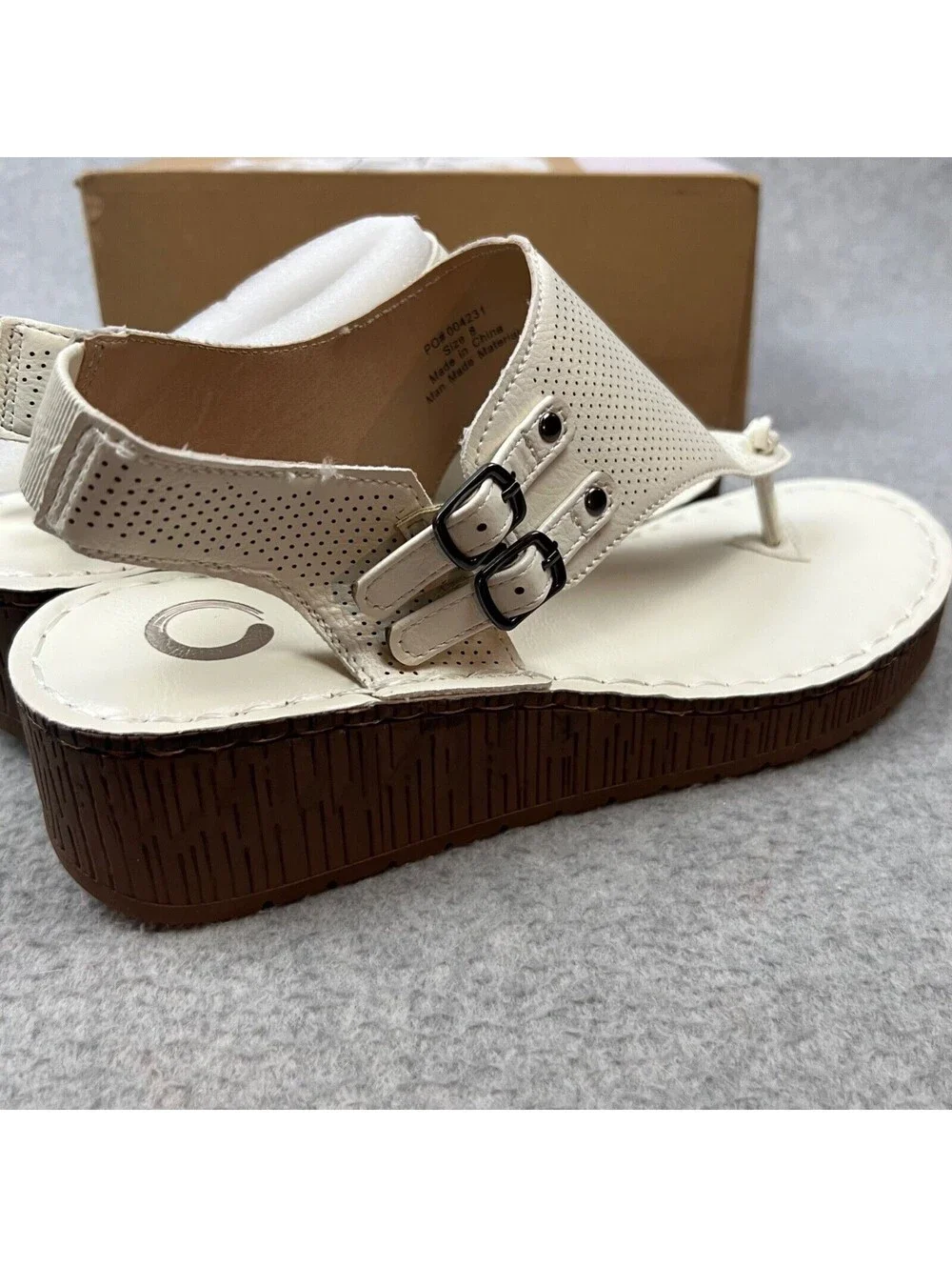 Journee Collection McKell Wedge Sandals Womens 8 Faux Leather Perforated